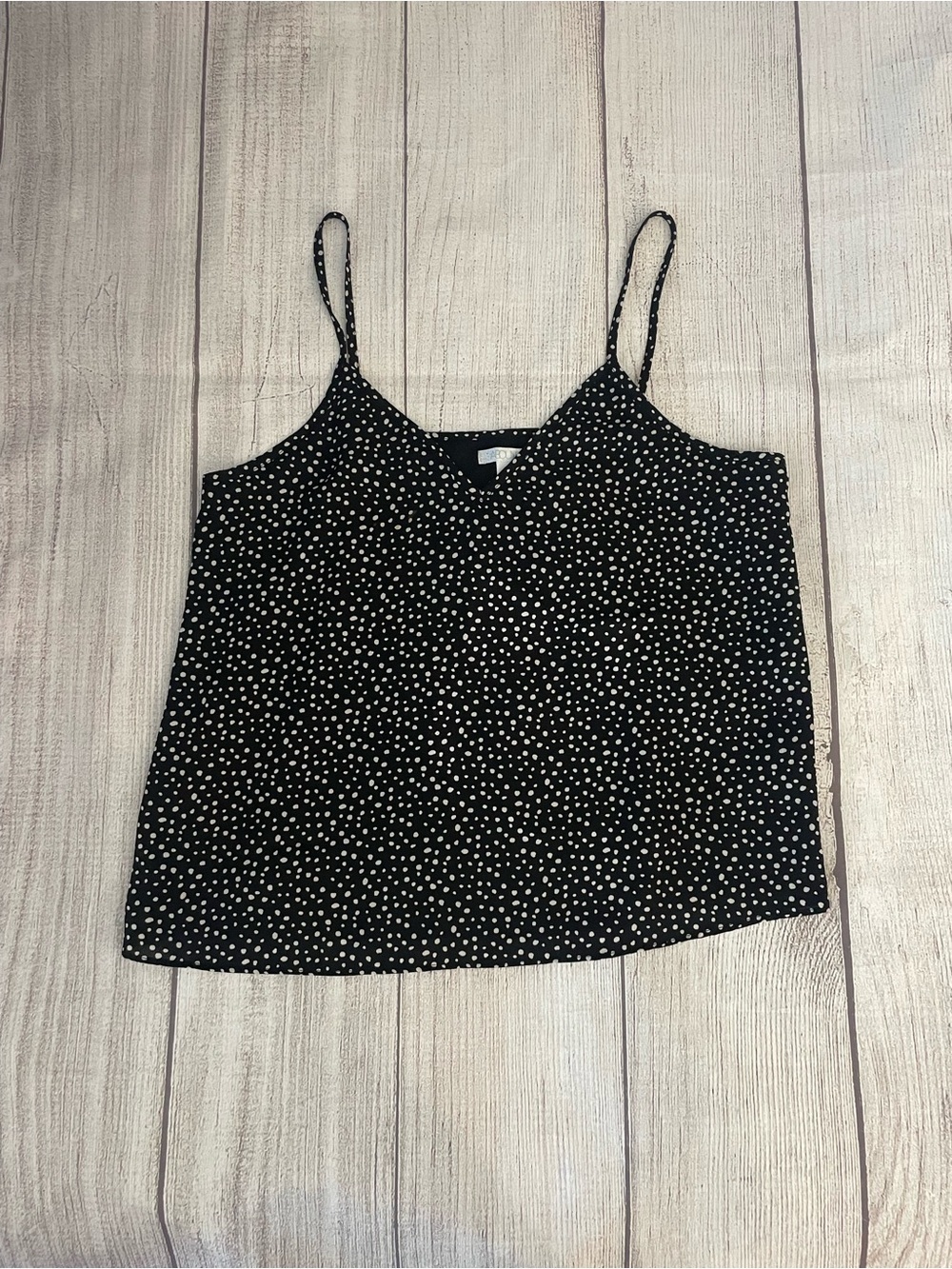 ABOUND Women’s Black Polka Dot V-Neck Camisole Spaghetti Strap Size Large - Picture 2 of 7